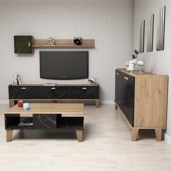 Hanah Home Sumer 2 Conjunto de Muebles de Salón Roble y Mármol Hanah Home Sumer 2 Conjunto de Muebles de Salón Roble y Mármol